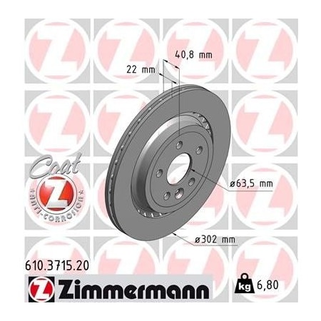 Zimmermann Brake Disc - Standard/Coated, 610371520 610371520